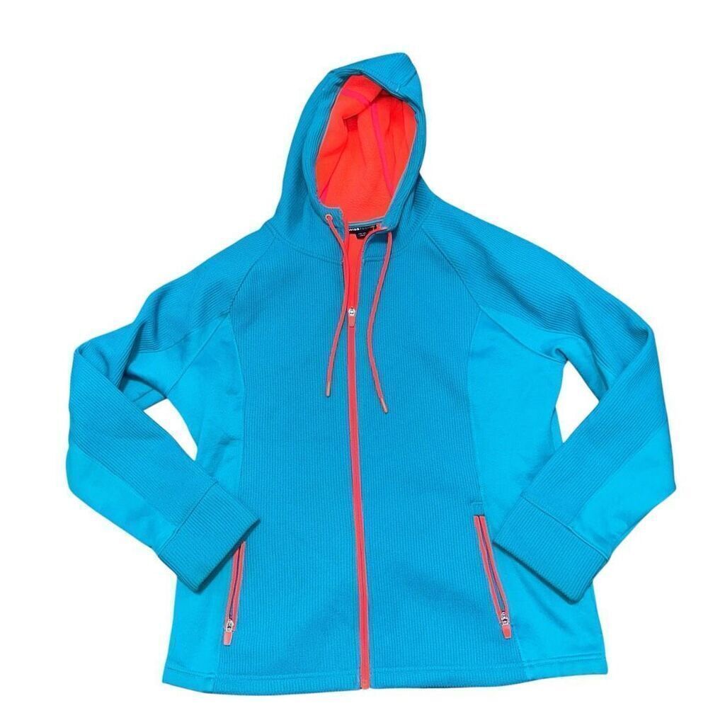 SWISS TECH Women’s Waffle Knit Fleece Hooded Zip Up Jacket Size XL